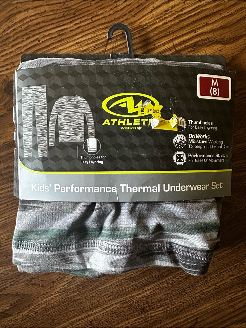 🧊 Kids Thermal Set Athletic Works Size M (8) ❄️ Gray Camo 2PC 🔥